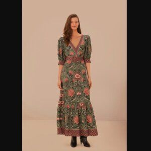 NWT FARM Rio Arabesque Floral Green Maxi Dress